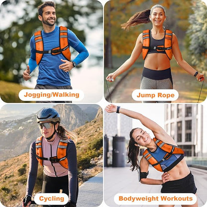 Weighted Vest Woman 5lb/8lb/10lb/12lb/15lb/20lb/25lb/30lb Weight Vest for Women Men, Rucking Vests with Reflective Stripe for Running Workout Walking Strength Training Weight Loss Fitness Weightlifting