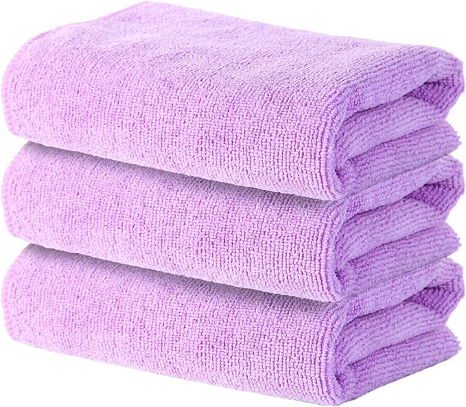 Microfiber Gym Towels Set for Fitness, Yoga, Workout, Swimming, Soft and Quick-Drying Towels for Gym Bag, Sweat Towels for Gym (Purple, 3 Pack)