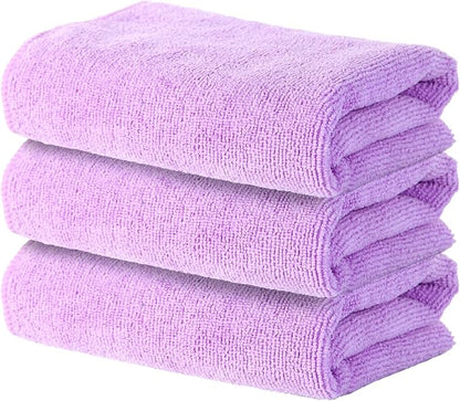 Microfiber Gym Towels Set for Fitness, Yoga, Workout, Swimming, Soft and Quick-Drying Towels for Gym Bag, Sweat Towels for Gym (Purple, 3 Pack)