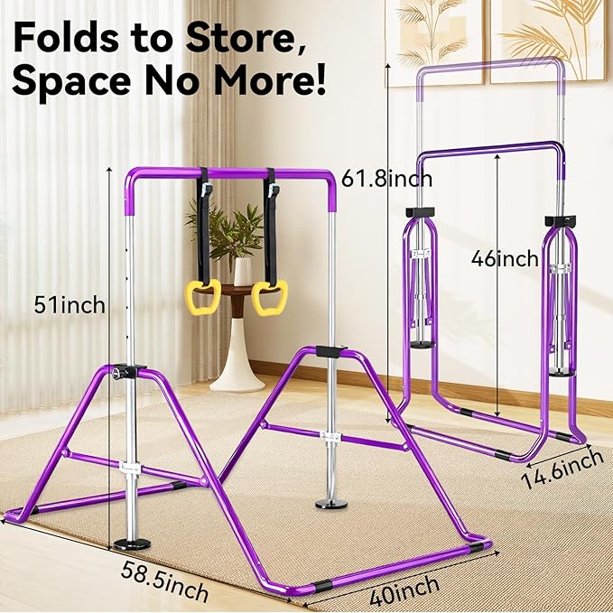 Kids Gymnastics Bar Gymnastic Equipment for Home Adjustable Height Gymnastic Training Bar Gymnastic Stuff for 3-7 Years Old Girls