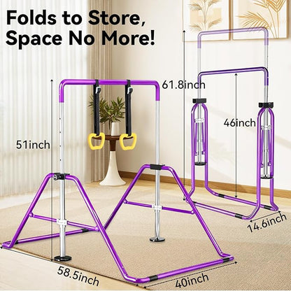Kids Gymnastics Bar Gymnastic Equipment for Home Adjustable Height Gymnastic Training Bar Gymnastic Stuff for 3-7 Years Old Girls