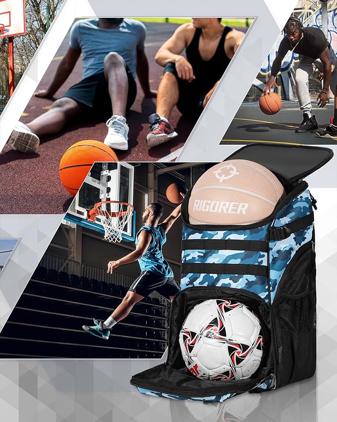 TRAILKICKER Basketball Bag Backpack with Ball Holder Multi-Sport Backpack for Soccer Volleyball Football Baseball Helmet
