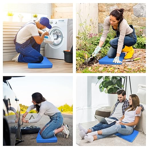 HOOPLE Extra Thick Kneeling Pad 1.5 Inch, Large Foam Kneeling Cushion for Gardening, Bathing, Exercise, Yoga & Garage Work, Waterproof Comfort Knee Mat for Gardeners & Home Use, Blue 17.5 x 11 x 1.5 Inches