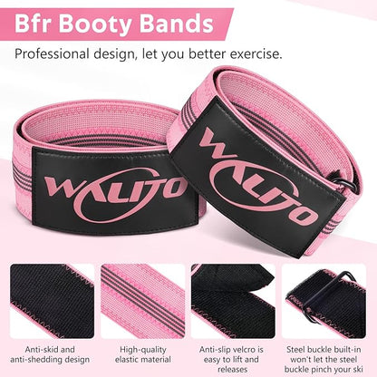 BFR Booty Bands for Women Glutes - Blood Flow Restriction Bands with Weekly Plan for Legs, Butt & Hip Building, Occlusion Bands for Workouts, Best Fabric Bands for Squat Butt & Thigh