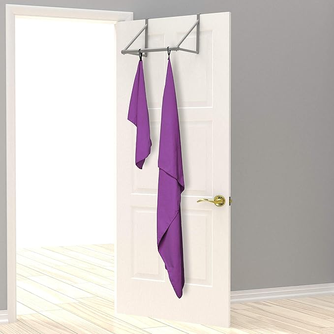 EPAuto 2-Pack Microfiber Quick Dry Towel Set - Lightweight, Super Absorbent & Compact Travel Towels (60"x30" & 24"x15") for Gym, Camping, Beach, Yoga & Backpacking, Purple