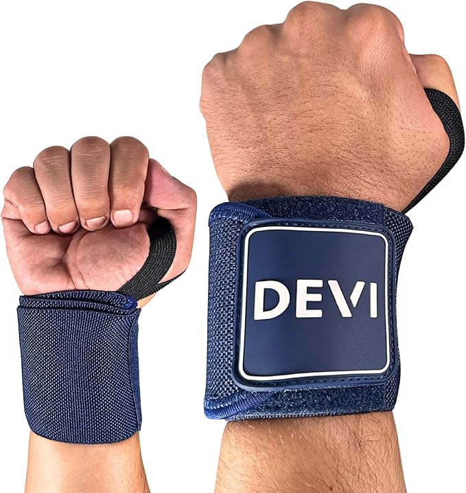 Wrist Wraps for Weightlifting 18" with Thumb Loop- Professional Quality, Best Wrist Support Wraps for Gym, Powerlifting Competition, Bodybuilding, Strength Training, Curls & Dips, Bench Press- Men and Women (Pair) DEVI