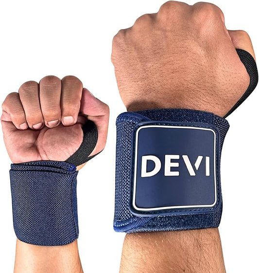 Wrist Wraps for Weightlifting 18" with Thumb Loop- Professional Quality, Best Wrist Support Wraps for Gym, Powerlifting Competition, Bodybuilding, Strength Training, Curls & Dips, Bench Press- Men and Women (Pair) DEVI