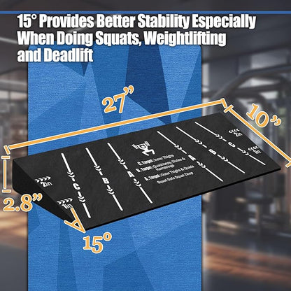 Squat Wedge Block One Piece: Heel Elevated Slant Board for Squats Weightliting Home Gym Squat Wedge