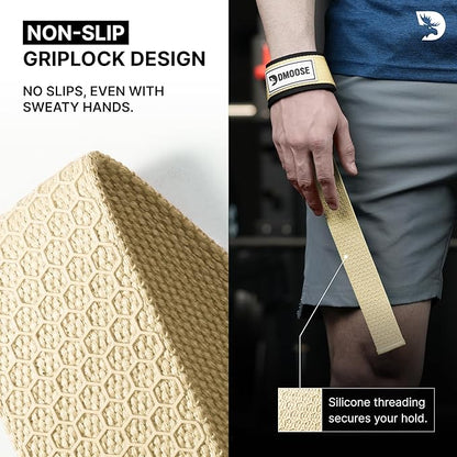 DMoose Fitness Lifting Straps 24" (Pair) - 5mm Padded Durable Wrist Straps for Weightlifting & Powerlifting - Cotton Lifting Strap with Silicone Grip for Men & Women - Deadlift Strap for Gym Workout