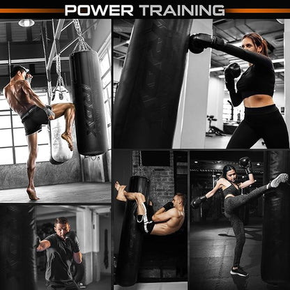 RDX Heavy 5FT Punching Bag for Pro Training, 55lbs Pre Filled with 110lbs Max Filling Capacity, 3PC Boxing Bag Set with Gloves Hanging Steel Chain, Kickboxing MMA Muay Thai BJJ Karate Home Gym Fitness