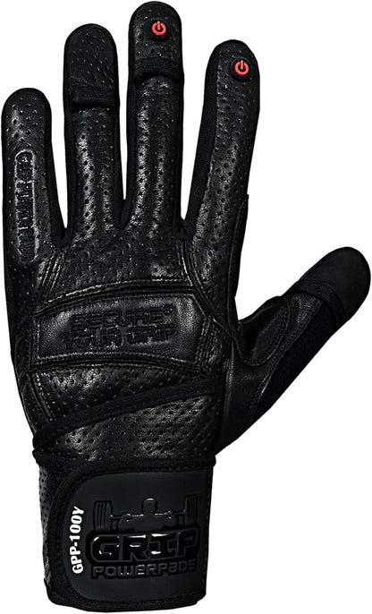 Elite Leather Gym Gloves with Built in 2" Wide Wrist Wraps Grip & Design for Weightlifting Power Lifting Bodybuilding & Strength Training Workout Exercises