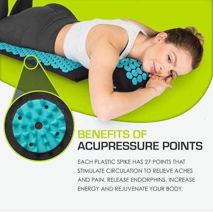 ProsourceFit Acupressure Mat and Pillow Set for Back/Neck Pain Relief and Muscle Relaxation