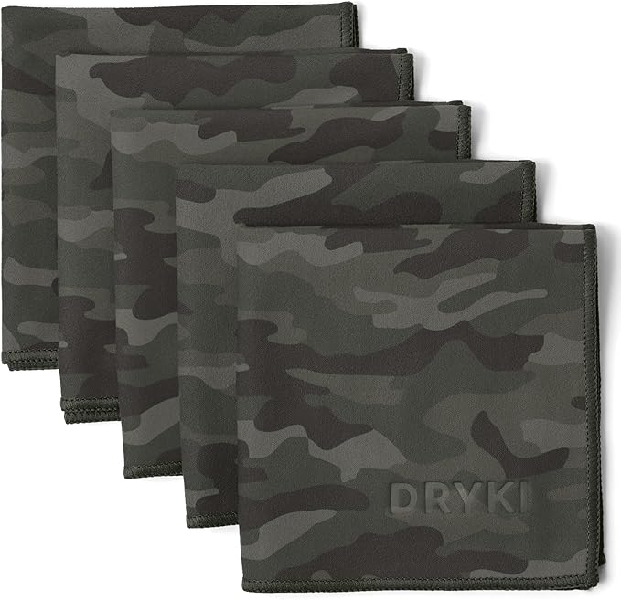 Pocket-Sized Sweat Towels - The Original Sweat Absorbing Handkerchiefs - Quick-Dry Microfiber Sweat Rags for Face, Hands, & Body - Men & Women - Gym, Sports, and Work (Moss Camo: 5 Pack)