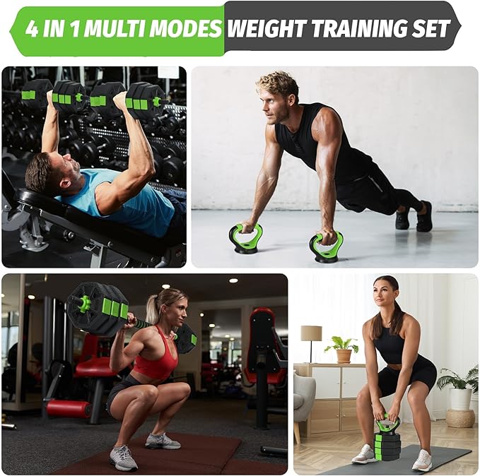 4-in-1 Octagonal Adjustable Dumbbell Set (66/88Lbs) – Converts to Barbell, Kettlebell & Push-Up Stand, Home Gym Free Weights for Men & Women, Full Body Workout with Anti-Slip Handles, Space-Saving