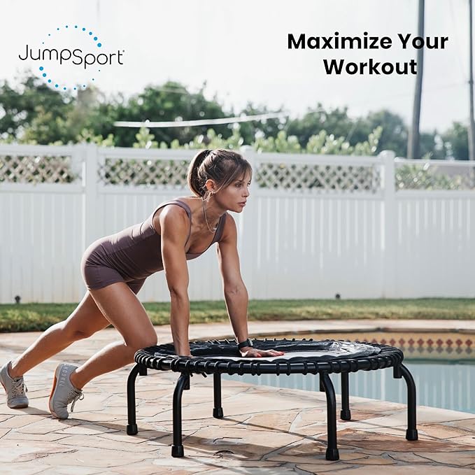 JumpSport 39" ESSENTIAL Fitness Trampoline | Model 220, 230, 250 | Exercise Trampoline | 30 Low-Impact Bungees