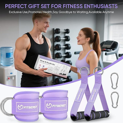 FitBeast Ankle Straps for Cable Machines Women, Ankle Strap Set - Glute Kickback Ankle Strap & Gym Handles, Gym Ankle Straps for Resistance Bands, Booty Workouts, Leg Extensions, Hip Abductors