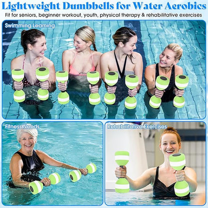Aquatic Dumbbells, 2PCS EVA Foam Water Weights, Aquatic Exercise Dumbbells for Adults Youth Women Water Workouts Tools
