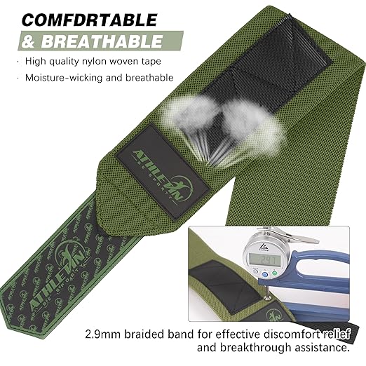Professional Wrist Wraps, Heavy-Duty Support with Thumb Loop 18 Inch Pair for Powerlifting, Bodybuilding, Cross Training - Mesh carry pouch included (Light Blue)