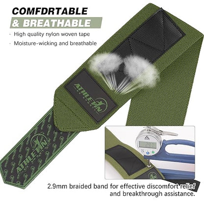 Professional Wrist Wraps, Heavy-Duty Support with Thumb Loop 18 Inch Pair for Powerlifting, Bodybuilding, Cross Training - Mesh carry pouch included (Light Blue)