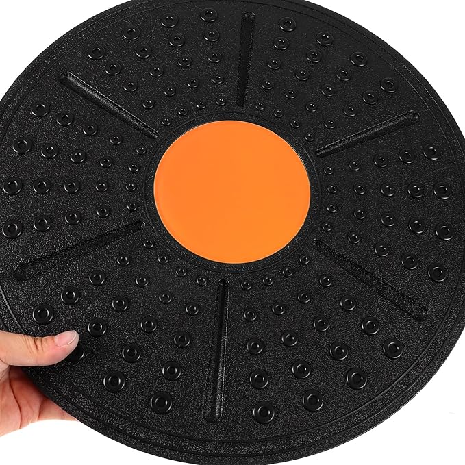 Adjustable Angle Wobble Board for Balance Training with Non-slip Surface Stability Trainer for Fitness Sensory Rehabilitation and Core Exercise at Home Black and Orange
