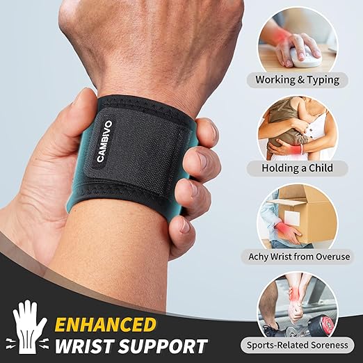 CAMBIVO Wrist Wraps for Men and Women 2 Pack, Adjustable Compression Wrist Brace for Carpal Tunnel, Wrist Support, Pain Relief, Lifting Straps Wrist Bands for Fitness, Weightlifting, Gym Workout