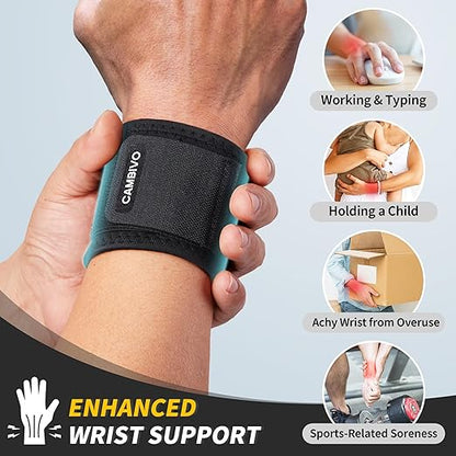 CAMBIVO Wrist Wraps for Men and Women 2 Pack, Adjustable Compression Wrist Brace for Carpal Tunnel, Wrist Support, Pain Relief, Lifting Straps Wrist Bands for Fitness, Weightlifting, Gym Workout