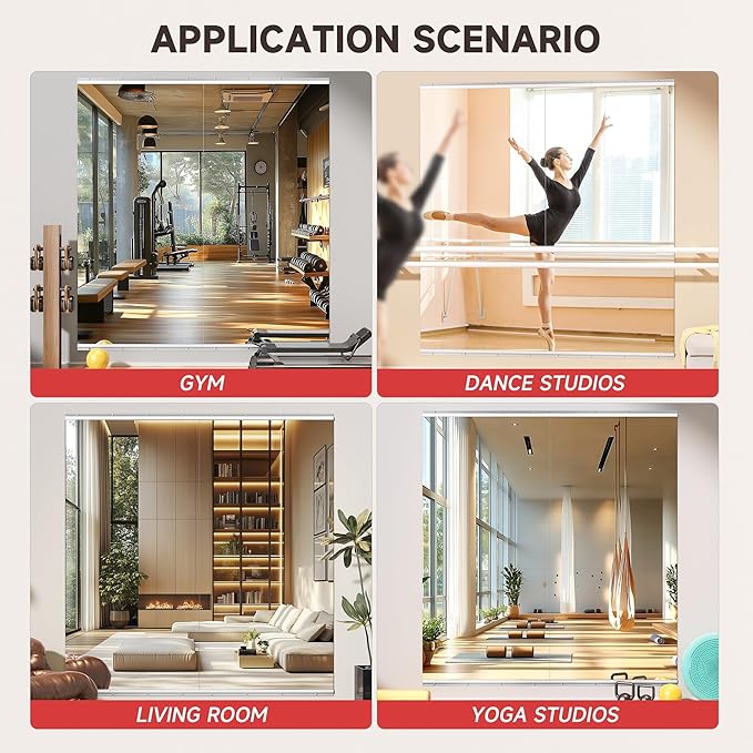83"x40" 2-Piece Home Gym Mirror Set, Large Full Body Wall-Mounted Workout Mirror, 4MM Tempered Glass for Yoga, Pilates, Dance Studio with Installation Kit