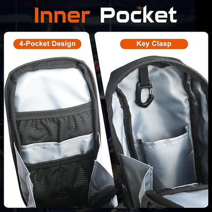 Magnetic Gym Bag for Men & Women, Magnetic Gym Water Bottle Bag with Touch-screenable Phone Pocket, Small Gym Pouch with 5 Strong Magnets, Sling Gym Bags for Fitness, Travel, Sports