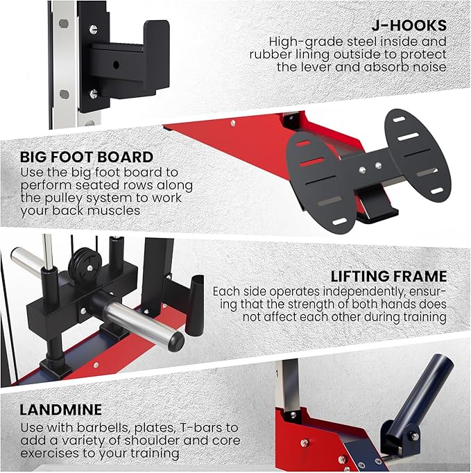 Power Cage SmithMachine - 3600 LBS Light Commercial Grade Squat Rack with Cable Crossover, All-in-One Power Rack with Weight Rack for Home Gym Equipment