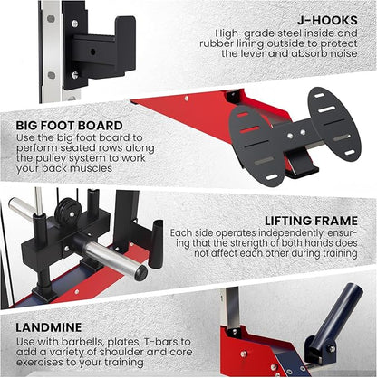 Power Cage SmithMachine - 3600 LBS Light Commercial Grade Squat Rack with Cable Crossover, All-in-One Power Rack with Weight Rack for Home Gym Equipment