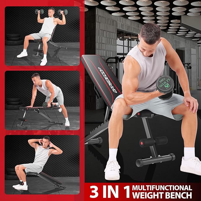 OPPSDECOR Weight Bench for Home Gym, 660LBS Fast Foldable Workout Bench Press for Home Gym Full Body Strength Training, 8 Adjustable Backrests Incline/Flat/Decline Sit up Bench