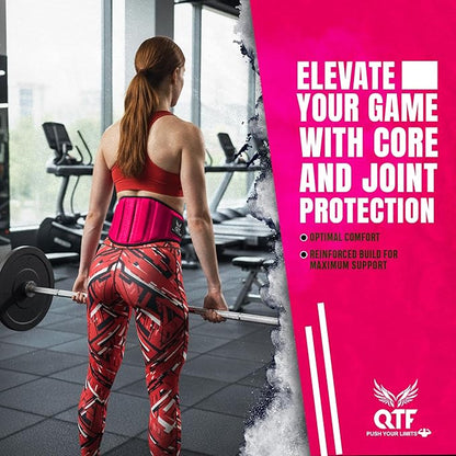 QTF Fitness Neoprene Weight Lifting Belt - Adjustable 6" Gym Support for Stability & Lumbar Support - Sweat Resistant Weightlifting Belt for Men & Women for Squats, Deadlifts & Bench Presses