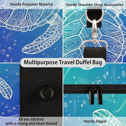 Sea Turtle Coral Travel Duffel Bag Sport Gym Bag Weekender Overnight Bag carry on bag Training Shoulder for Women Men Boys Girls
