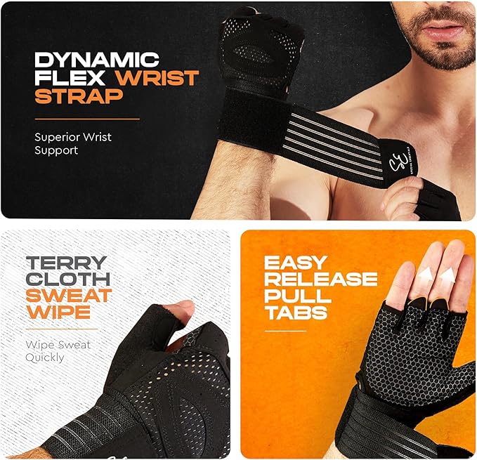 Special Essentials Weight Lifting Gloves for Men & Women – Fingerless Workout Gloves with Non-Slip Grip & Palm Padding for Gym, Training, Cycling & Fitness
