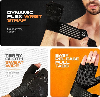Special Essentials Weight Lifting Gloves for Men & Women – Fingerless Workout Gloves with Non-Slip Grip & Palm Padding for Gym, Training, Cycling & Fitness