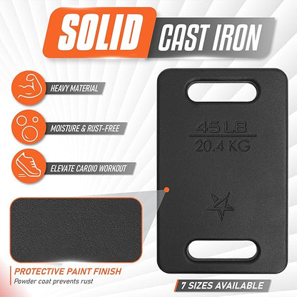 Yes4All Cast Iron Rucking Weight for Backpack, Training Weight Plate with Ergonomic Rounded Handle, Protective Glossy Finish for Weighted Walking, Hiking, Rucking, Resistance Workout, 10 LB