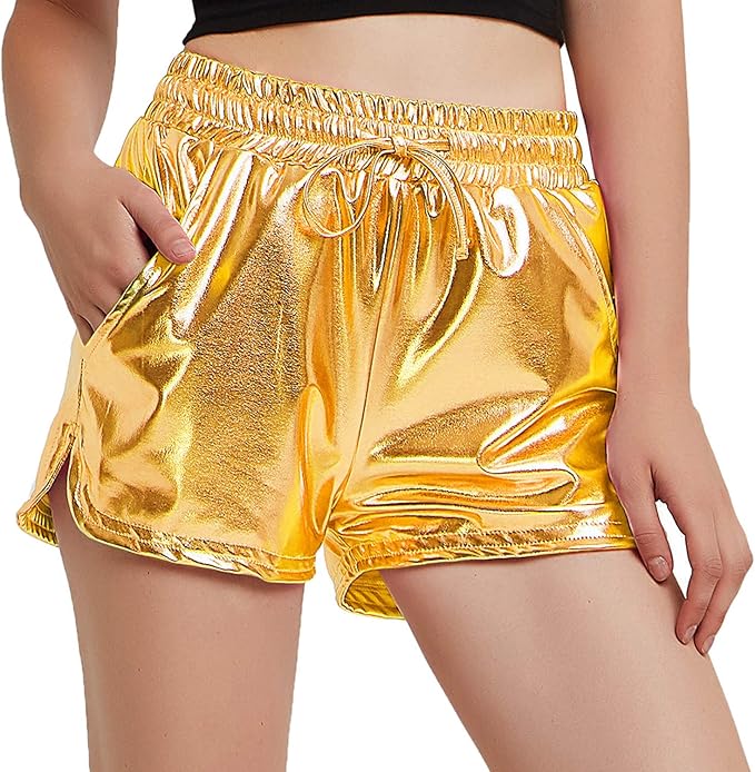 Perfashion Women's Metallic Shorts Summer Sparkly Hot Outfit Shiny Short Pants