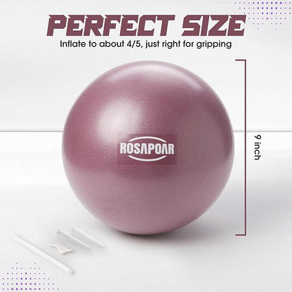 ROSAPOAR Small Exercise Ball - 9 Inch Mini Pilates Ball, Anti-Burst Yoga Ball for Stretching & Core Strength Workout, Physical Therapy & Yoga at Home Gym & Office