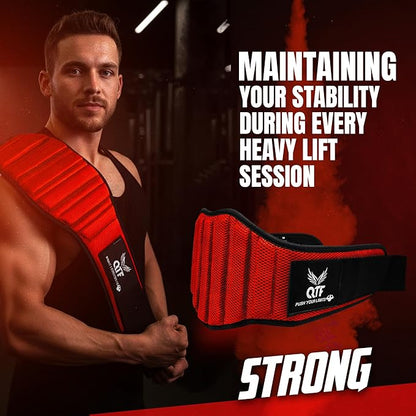 QTF Fitness Neoprene Weight Lifting Belt - Adjustable 6" Gym Support for Stability & Lumbar Support - Sweat Resistant Weightlifting Belt for Men & Women for Squats, Deadlifts & Bench Presses
