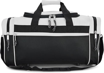 DALIX 21" Sports Duffle Bag Gym Travel Pack in White