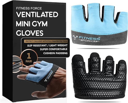 FITNESS FORCE Workout Gloves for Men & Women Partial Weight Lifting Non-Slip Gym Gloves, Lifting Grip for Calluses Guard Fingerless Exercise Gloves with Full Palm Protection