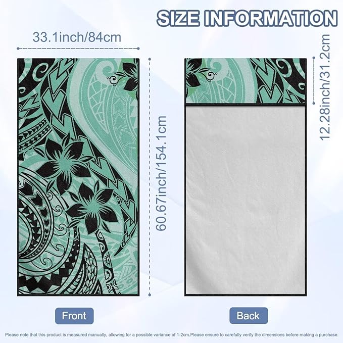Bulopur Polynesia Tropical Frangipani Car Sweat Towel Seat Cover Washable Soft Turquoise Beach Towel for Women After Gym Yoga Poct Workout Outdoor Surfing Activities Removable Auto Accessories