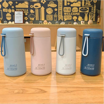 9oz Water Bottle Small Double Wall Insulated Mug,304 Stainless Steel for Hot&Cold Drinks,Leak Proof Water Bottle Vacuum Insulation with Carry Handle Beige