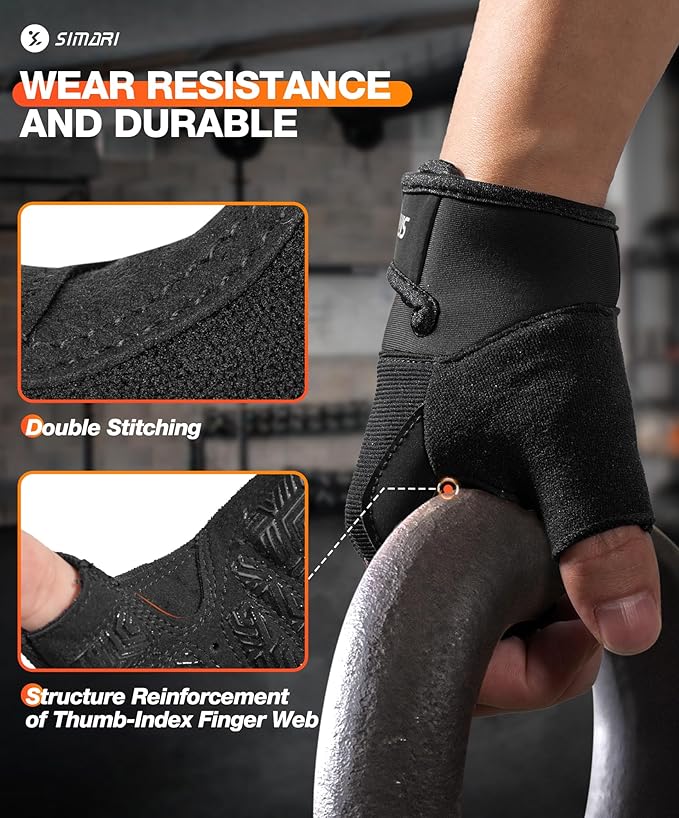 SIMARI Breathable Workout Gloves for Men & Women, Weight Lifting Gloves with Padded, Grip, Full Palm Protection, Gift for Gym Exercise, Cycling, Weightlifting Training, Fitness, Black, Pink, Size