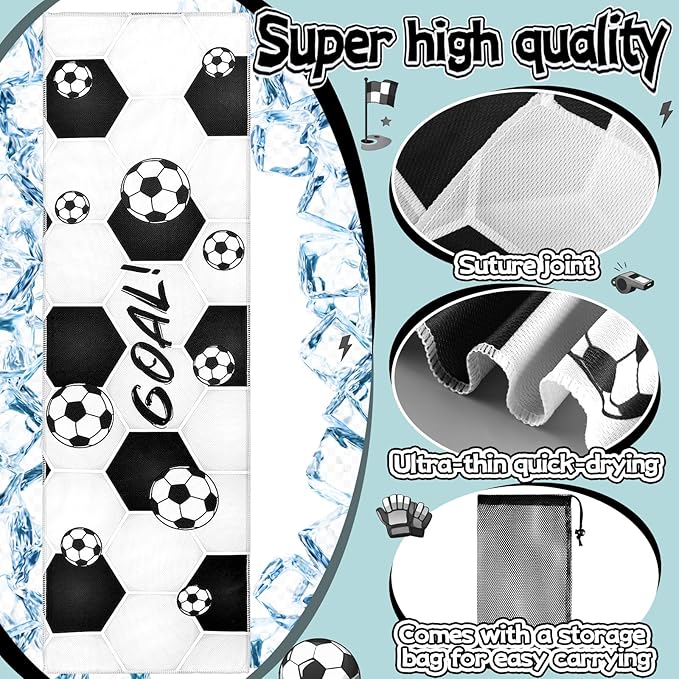 Peryiter 20 Pcs Soccer Towel 40 x 12 Inch Breathable Ice Sweat Towel with Storage Bag Quick Dry Microfiber Soccer Team Gift Party Favors for Fitness Camping Gym Running Sports Men Women Coach Gift