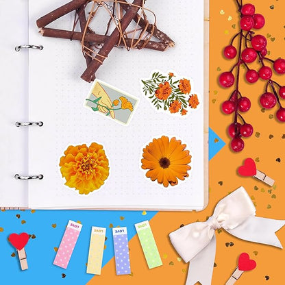 BulbaCraft Marigold Stickers for Water Bottle and Laptop - Floral Party Supplies, Decorations & Gifts, Waterproof Vinyl Decals, Gifts for Women & Men