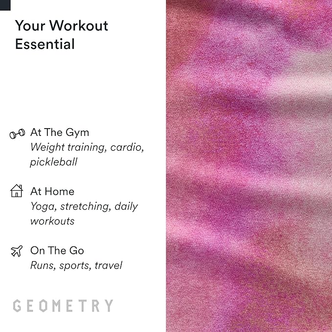 GEOMETRY Gym Towels for Working Out - Double Sided, Super Absorbent Microfiber Sweat Towel, Compact & Quick Dry - Premium Microfiber for Gym - Amanda, 16" x 30", 1 Piece