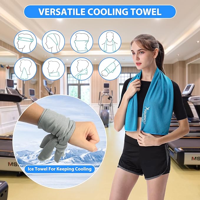 SYOURSELF Cooling Towel, Cooling Towels for Neck,40" x 12"Ice Towel for Instant Cooling Relief, Soft Breathable Chilly, Perfect Yoga, Golf, Sports, Gym, Workout, Athletes Towel (1PC-Grey)