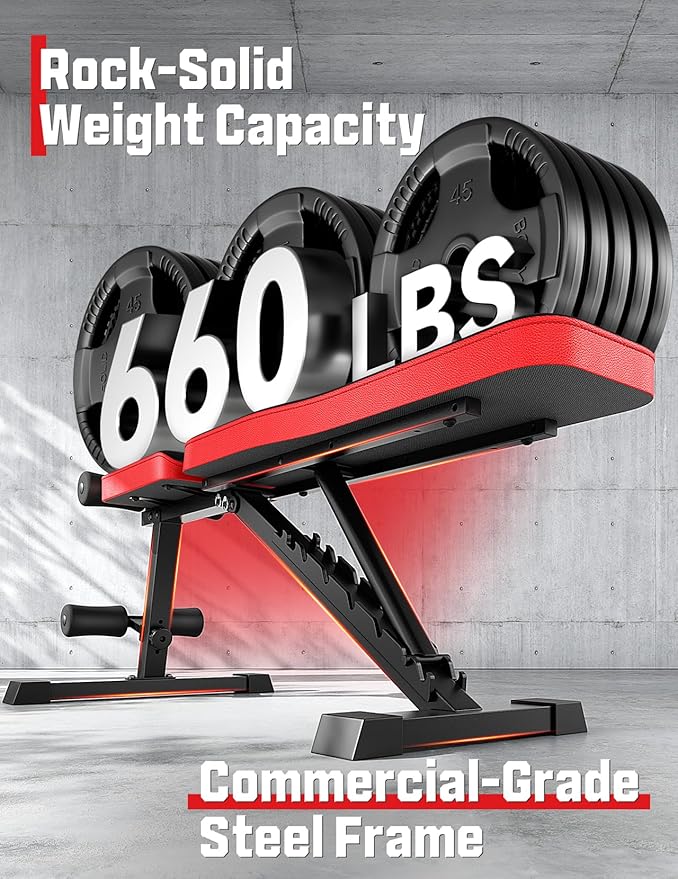 Adjustable Weigh Bench, Workout Bench for Home Gym, Adjustable & Foldable Workout Bench, Bench Press Sit up Incline Flat Decline