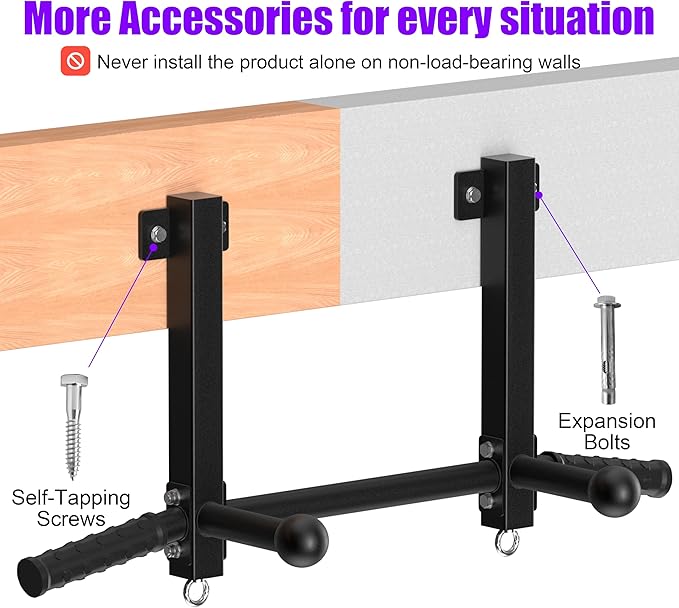 Joist Mounted Pull Up Bar, 650lbs Heavy Duty Strength Training Pullup Bars, Multi-Grip Chin Up Bar for Home Gym, Garage & Basement Ceiling Beam Installation